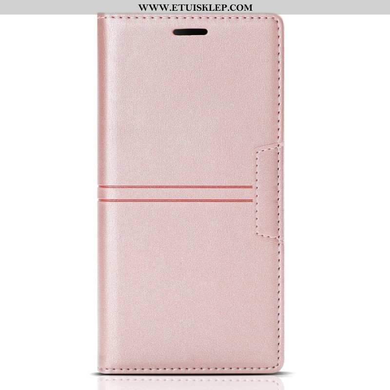 Etui Na Telefon do Samsung Galaxy S22 5G Etui Folio Stylowe Skórzane Przeszycia Magnetyczne Zapięcie